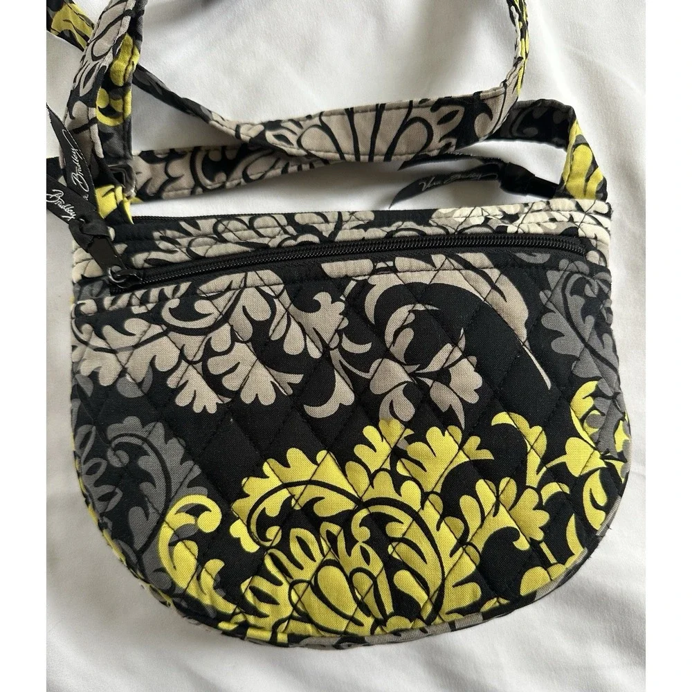 VERA BRADLEY Crossbody Bag Purse LIZZY BAROQUE PATTERN BLACK‎ YELLOW GRAY